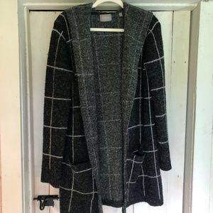 Checkered Hooded Cardigan